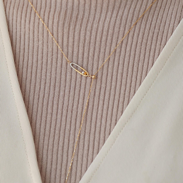 soir/ソワール K18YG/PT コンビカラーYラインネックレス(PRT109)