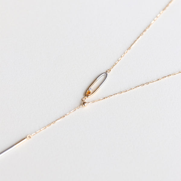 soir/ソワール K18YG/PT コンビカラーYラインネックレス(PRT109)