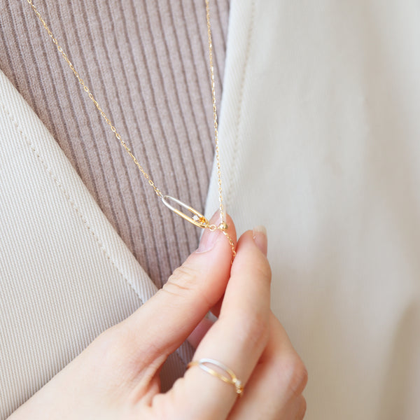 soir/ソワール K18YG/PT コンビカラーYラインネックレス(PRT109)