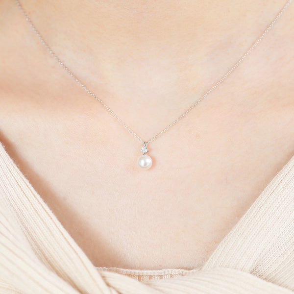 jour/ジュール　PT950/PT850 ダイヤモンドアコヤパールネックレス(PRT126)